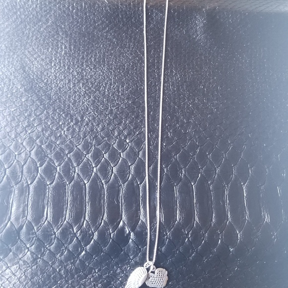 Sterling Silver Heart and Angel Wing Necklace - Picture 2 of 4